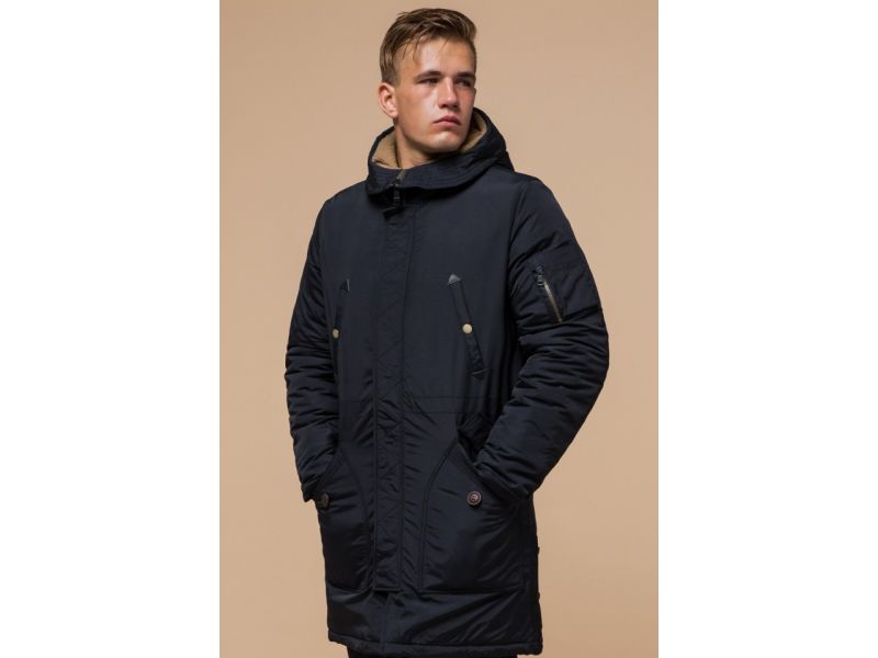 Зимняя черно-синяя парка мужская модель 90520, фото 4
