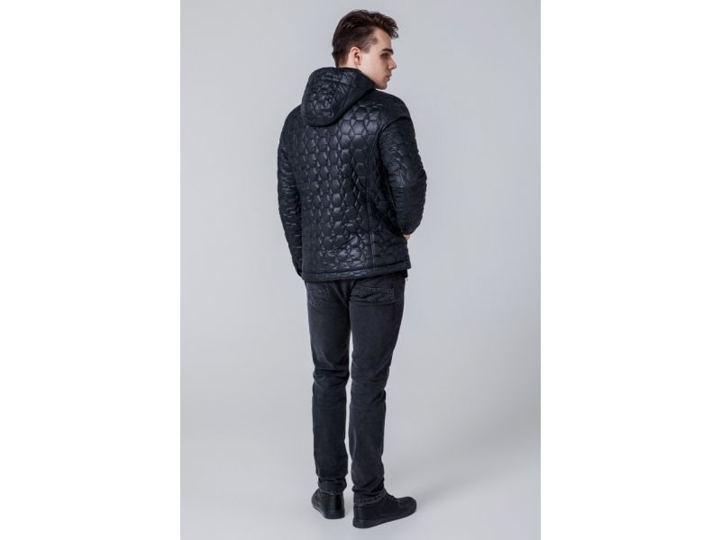 Черная ветровка мужская осенне-весенняя на кнопках модель 1386, фото 5