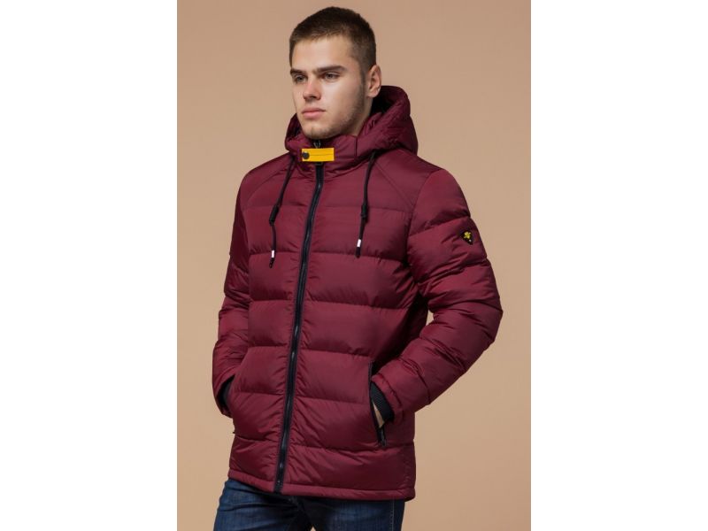 Куртка бордово-черная зимняя для мужчин модель 10168, фото 4