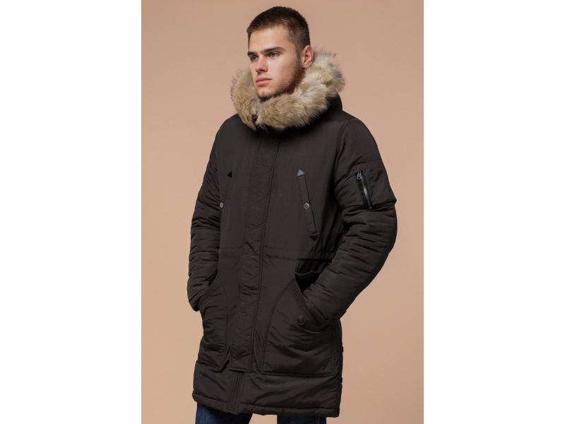 Зимняя коричневая парка мужская модель 91127, фото 4
