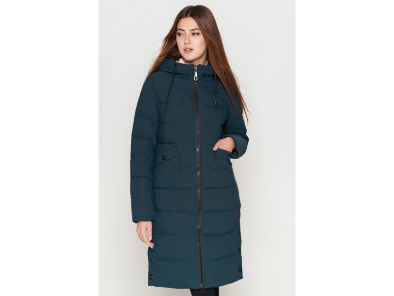 Женский бирюзовый зимний пуховик молодежный модель 25245, фото 4