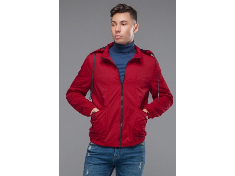 Осенне-весенняя мужская молодежная ветровка красная модель 38399, фото 4