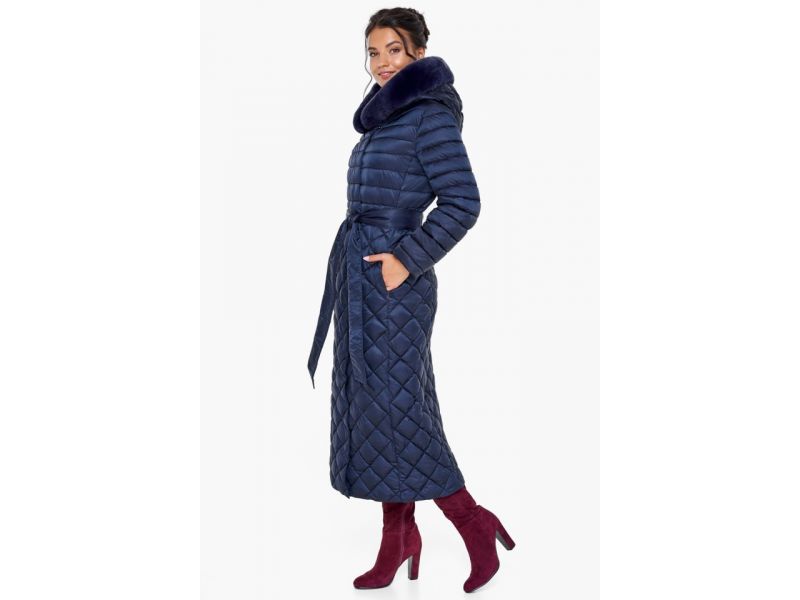 Зимний синий воздуховик стильный женский модель 31012, фото 3