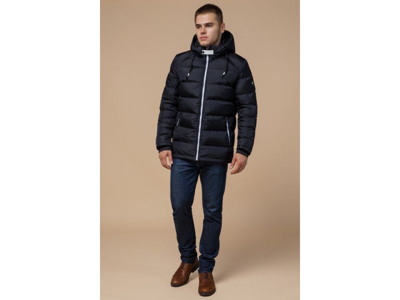 Куртка мужская на зиму цвет темно-синий-белый модель 10168, фото 4