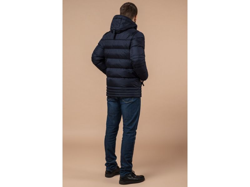 Темно-синяя зимняя куртка с капюшоном мужская модель 31610, фото 5