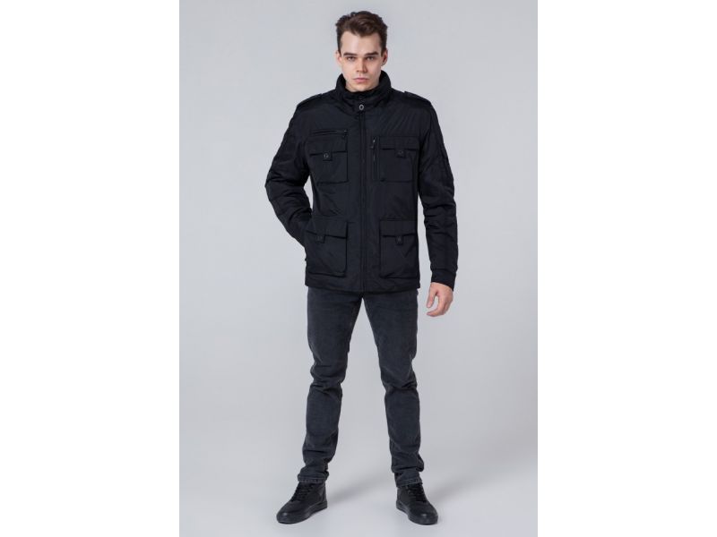 Черная мужская осенне-весенняя ветровка на молнии модель 3898, фото 4