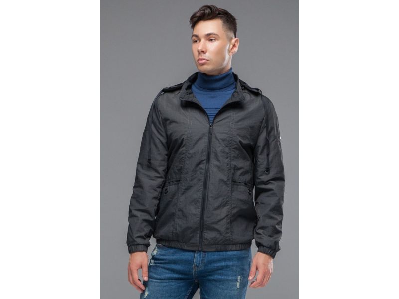 Осенне-весенняя темно-серая мужская молодежная ветровка модель 38399, фото 4