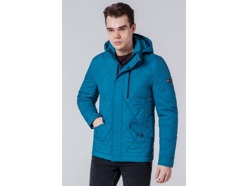 Бирюзовая мужская ветровка осенне-весенняя стандартной длины модель 1462, фото 4