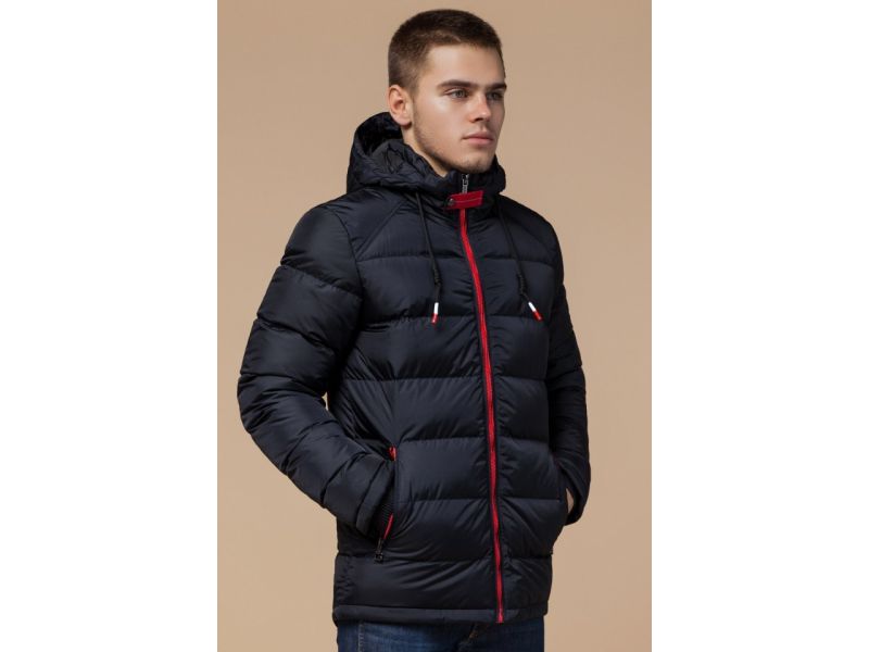 Куртка зимняя для мужчин цвет темно-синий-красный модель 10168, фото 4