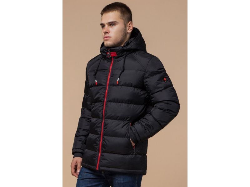 Куртка на зиму мужская цвет черный-красный модель 10168, фото 4