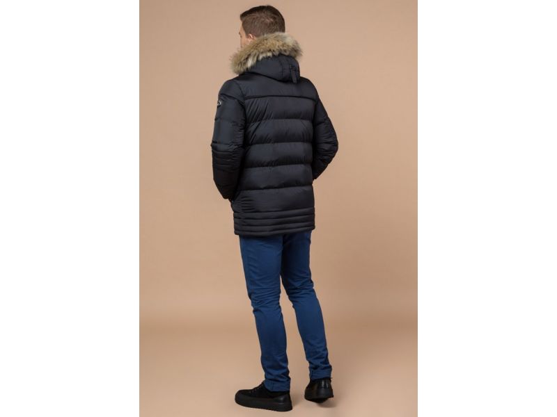 Графитовая зимняя куртка с манжетами мужская модель 45610, фото 5