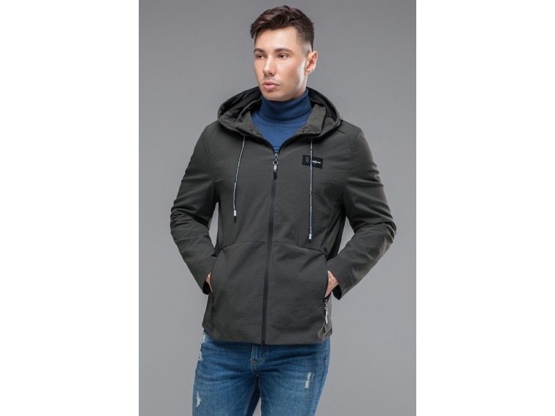 Темно-серая мужская осенне-весенняя ветровка молодежная модель 24242, фото 4