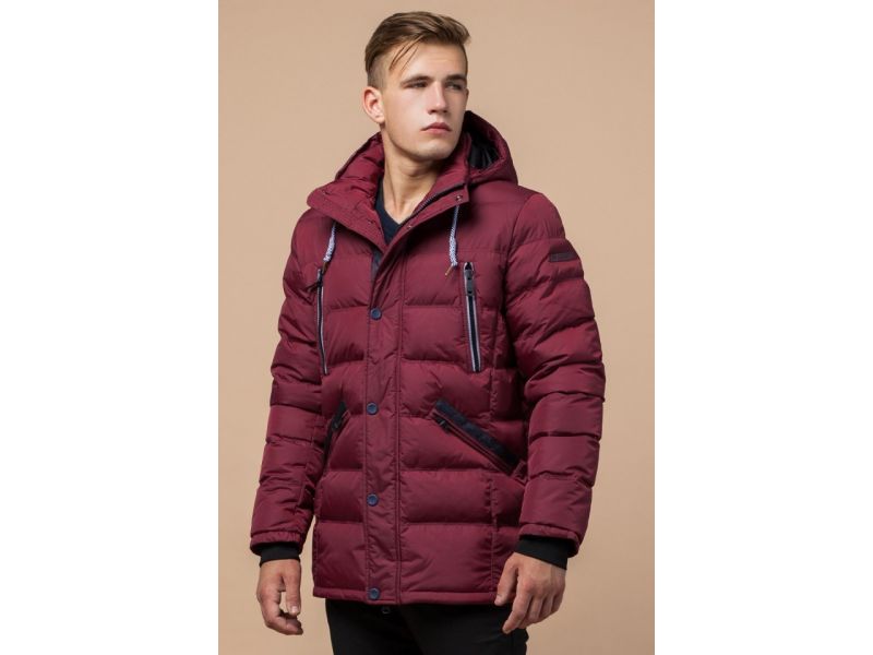 Куртка стильная бордового цвета мужская зимняя модель 11726, фото 4