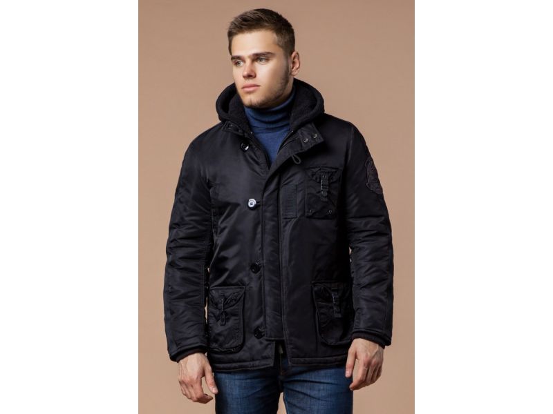 Зимняя парка черная для мужчин модель 17197, фото 4