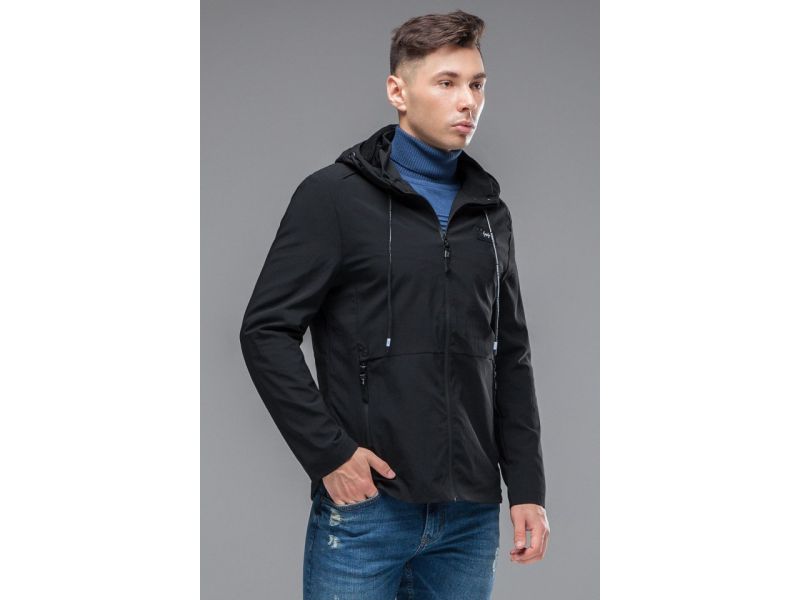Мужская черная осенне-весенняя молодежная ветровка модель 24242, фото 4