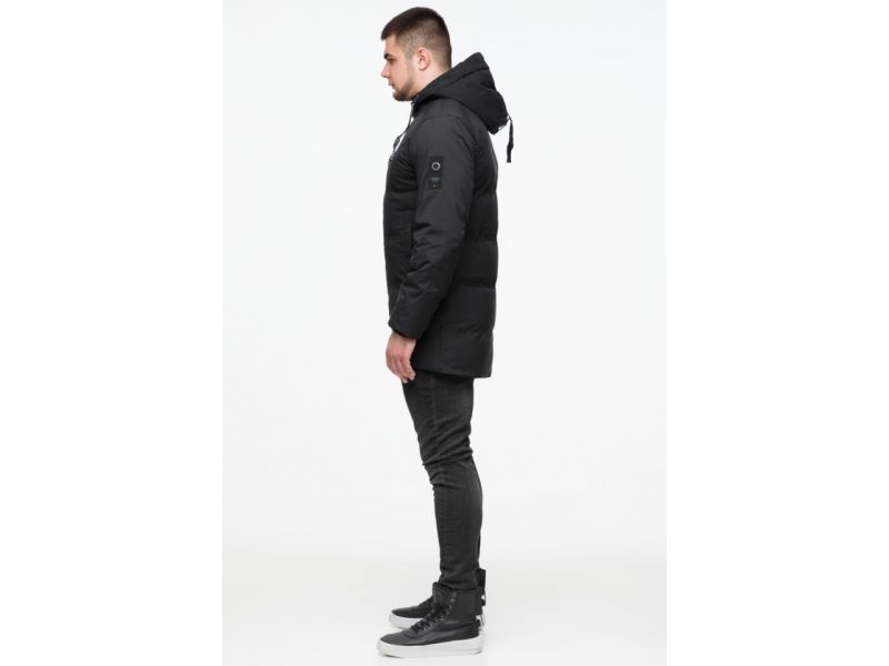 Куртка мужская молодежная на меху зимняя цвет черный модель 25400, фото 5
