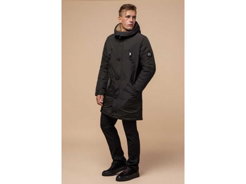 Коричневая парка зимняя мужская модель 96120, фото 4