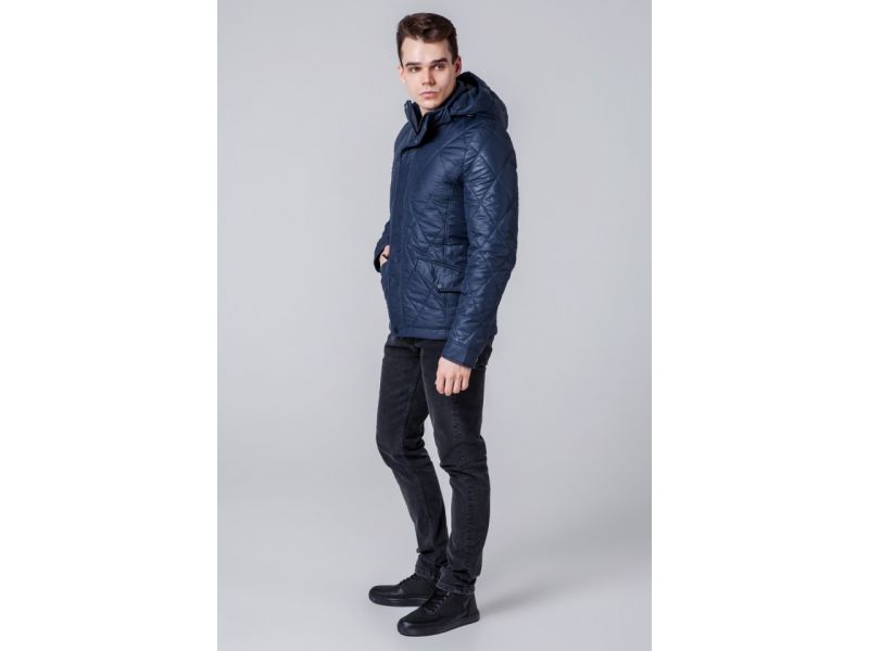 Осенне-весенняя синяя ветровка с карманами мужская модель 1489, фото 4