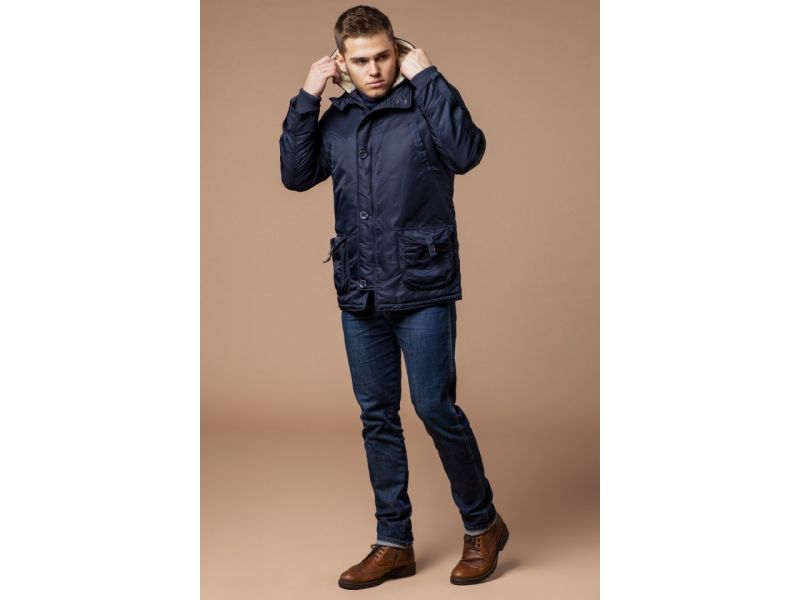 Парка темно-синяя мужская зимняя модель 34568, фото 4