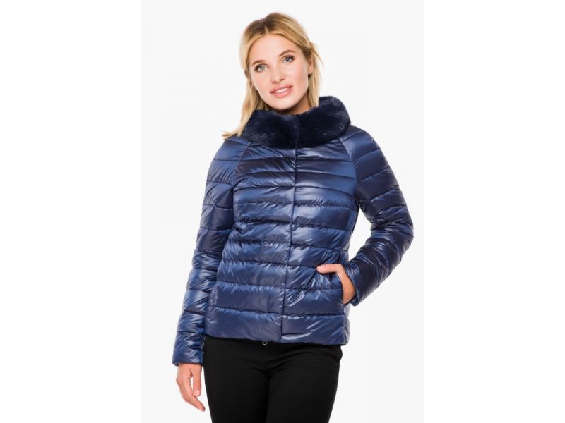 Короткий женский осенне-весенний воздуховик сапфировый модель 40267, фото 3