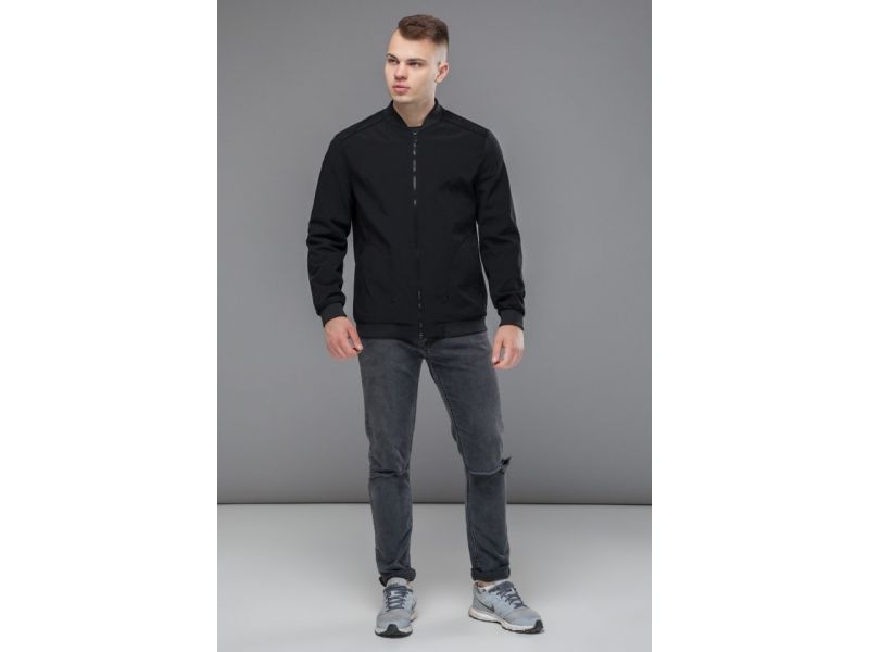 Осенне-весенний молодежный мужской бомбер черного цвета модель 18428, фото 4