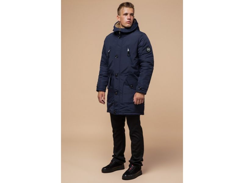Парка синяя мужская на зиму модель 96120, фото 4