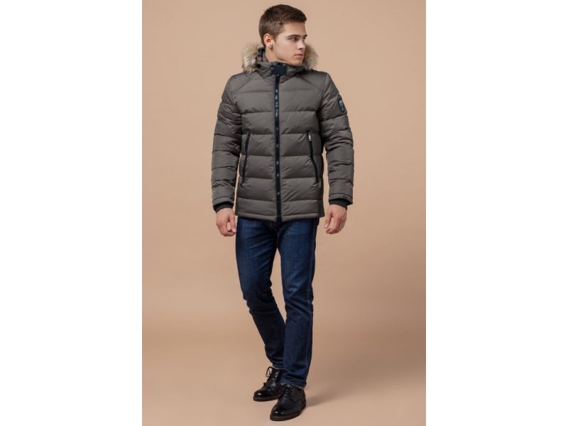 Куртка мужская короткая цвет сафари зимняя модель 18540, фото 4