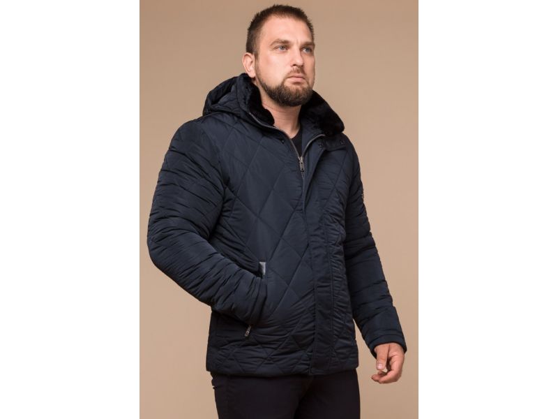 Темно-синяя мужская качественная куртка зимняя модель 19121, фото 4