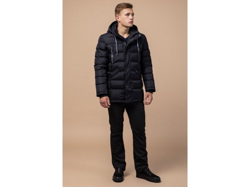 Куртка мужская черная комфортная зимняя модель 11726, фото 4