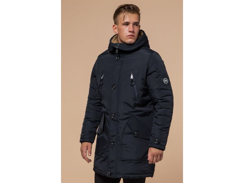 Черно-синяя парка мужская зимняя модель 96120, фото 4