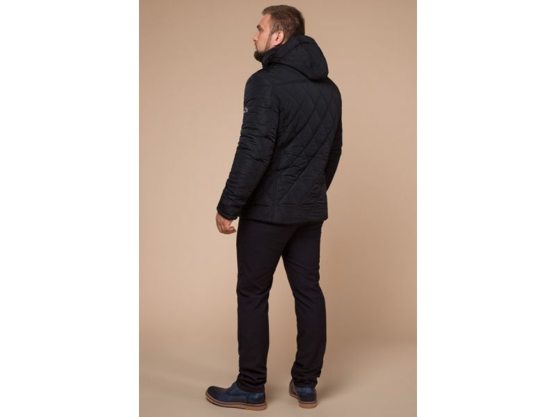 Черная мужская куртка с водозащитным покрытием на зиму модель 19121, фото 5