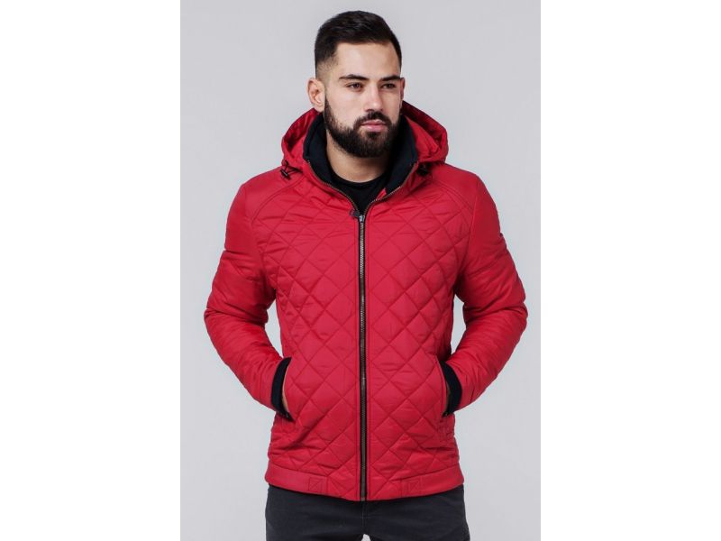 Красная ветровка осенне-весенняя прямого кроя мужская модель 1652, фото 4