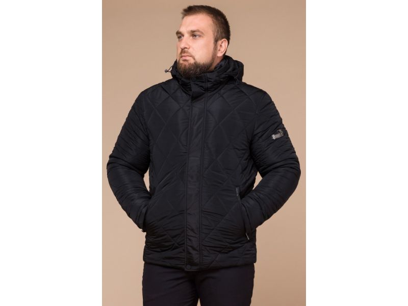 Черная мужская куртка с водозащитным покрытием на зиму модель 19121, фото 4