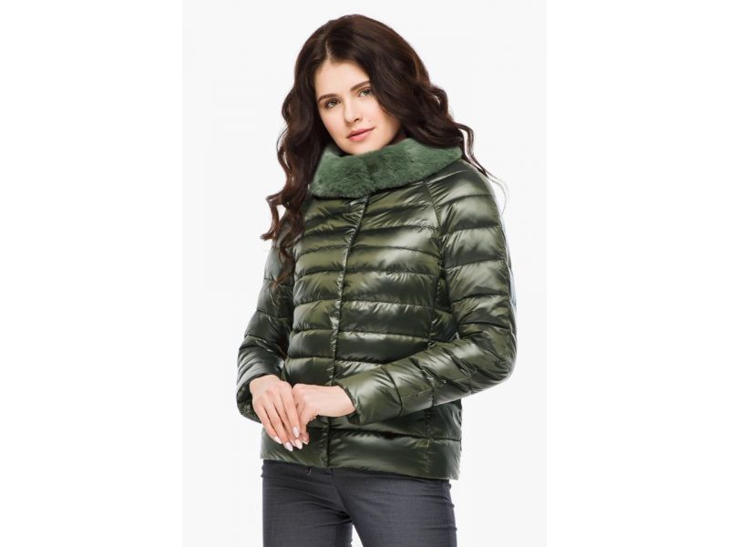 Воздуховик осенне-весенний удобный женский цвет темный хаки модель 40267, фото 3