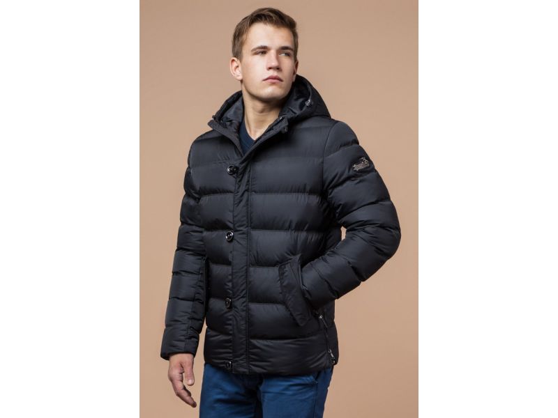 Графитовая зимняя куртка практичная для мужчин модель 30380, фото 4