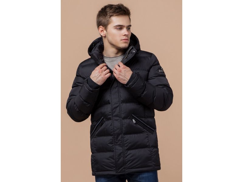 Черная мужская куртка зимняя с качественной фурнитурой модель 13542, фото 4