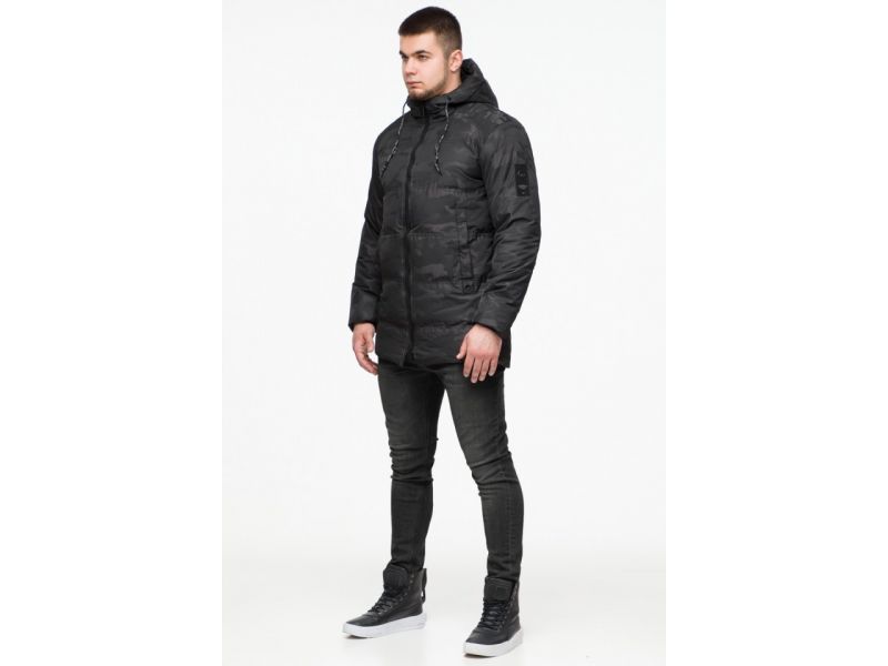 Черная зимняя дизайнерская мужская куртка молодежная модель 25060, фото 4
