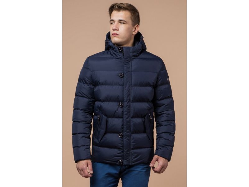 Темно-синяя зимняя качественная куртка мужская модель 30380, фото 4