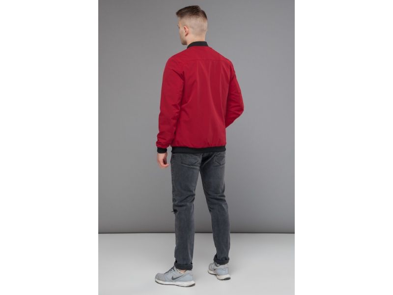 Бомбер молодежный осенне-весенний красного цвета для мужчин модель 43755, фото 5