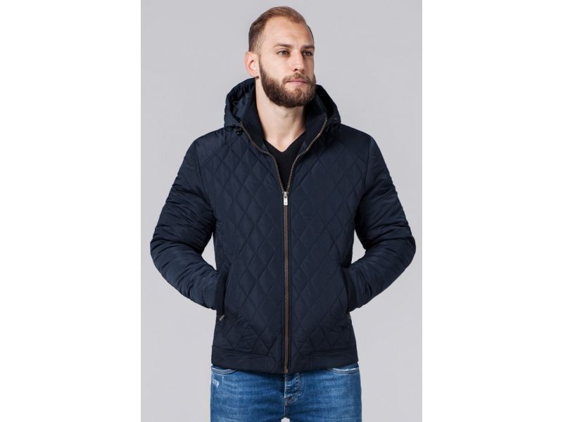 Куртка мужская осенне-весенняя на молнии синяя модель 2686, фото 4