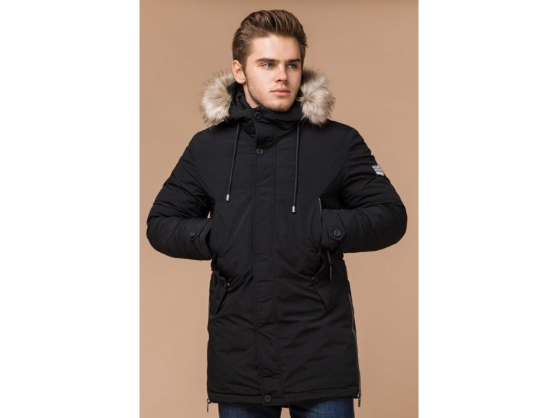 Мужская зимняя парка цвет черный модель 20758, фото 4