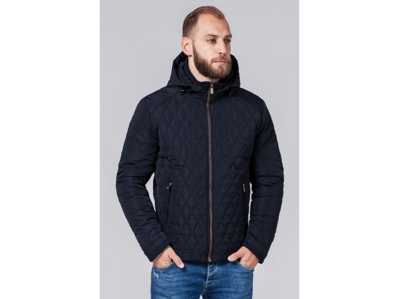 Темно-синяя куртка мужская короткая осенне-весенняя модель 2686, фото 4