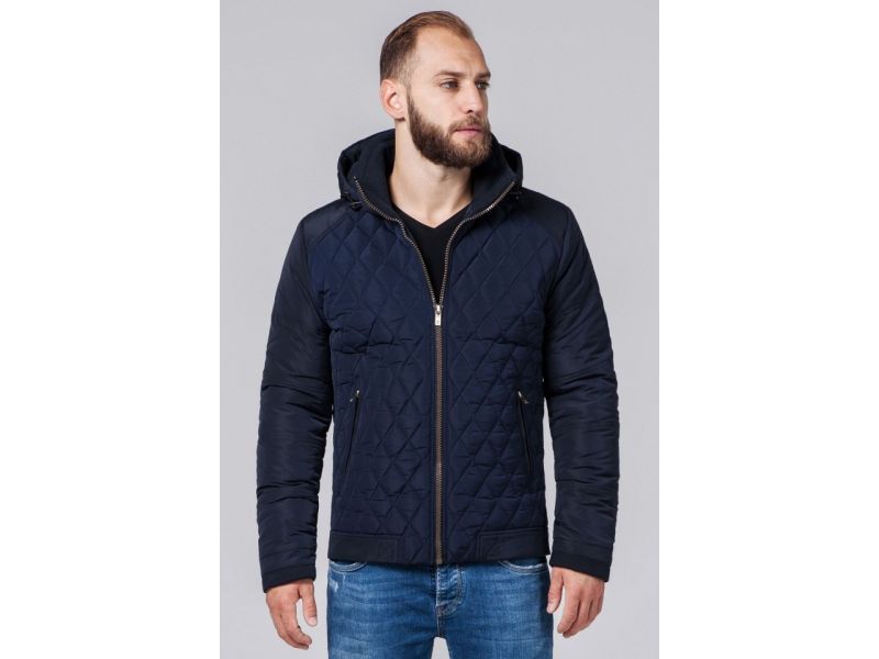 Куртка осенне-весенняя мужская темно-синего цвета модель 2686, фото 4