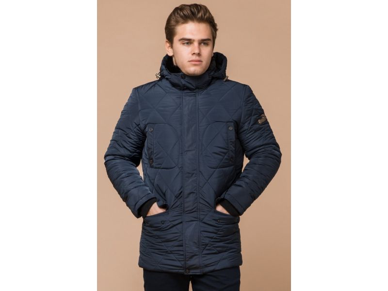 Светло-синяя зимняя куртка качественного пошива мужская модель 44842, фото 4