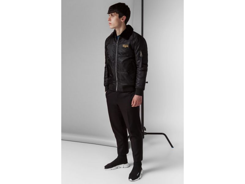 Легкий молодежный осенне-весенний бомбер черный мужской модель 52121, фото 4
