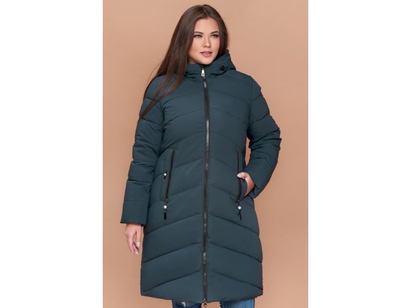 Зимний пуховик бирюзовый большого размера женский модель 25015, фото 4