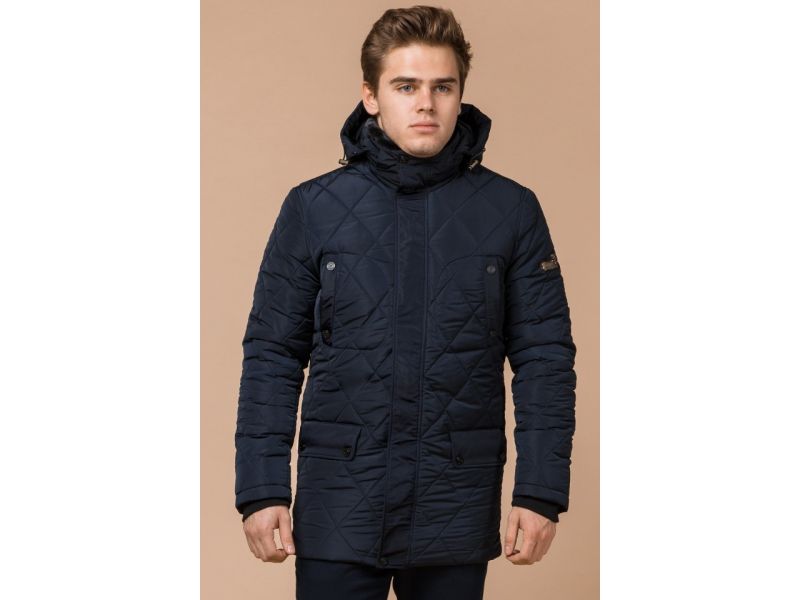 Синяя комфортная куртка мужская на зиму модель 44842, фото 4