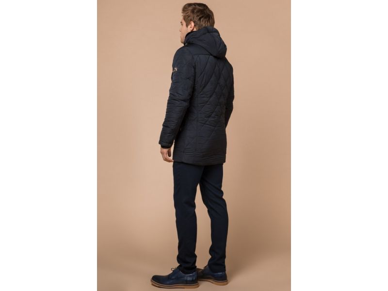 Темно-синяя мужская куртка оригинального дизайна зимняя модель 44842, фото 5