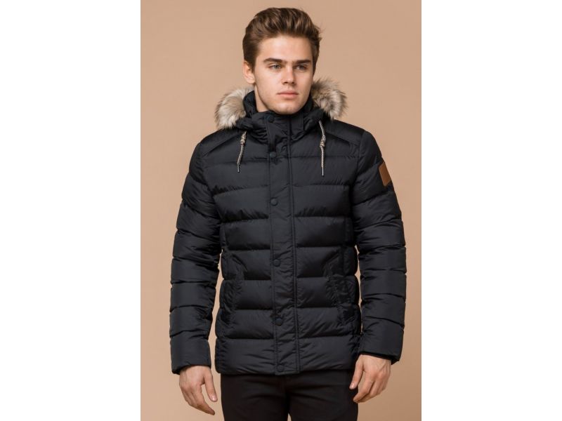 Графитовая трендовая мужская куртка на зиму модель 16115, фото 4