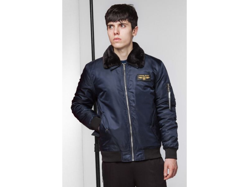 Темно-синий мужской осенне-весенний бомбер молодежный модель 52121, фото 4